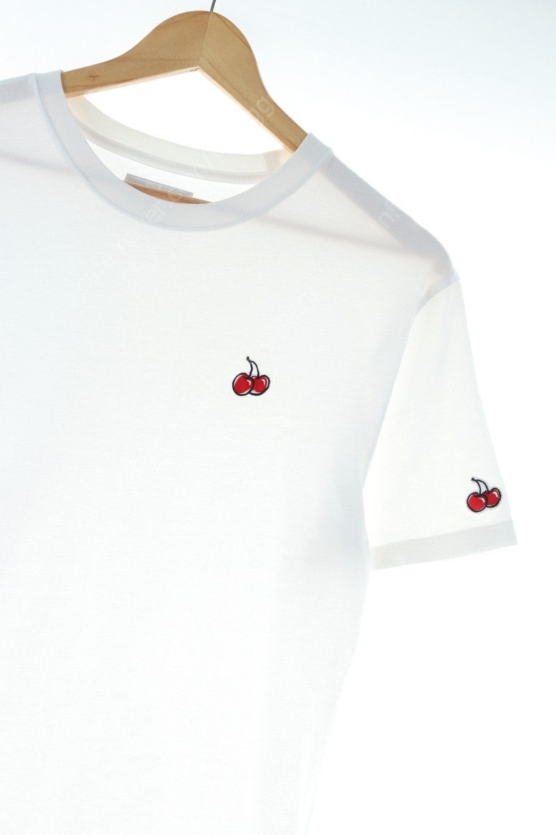W(M) 키르시 반팔 티셔츠 화이트 면 체리 로고 한정판