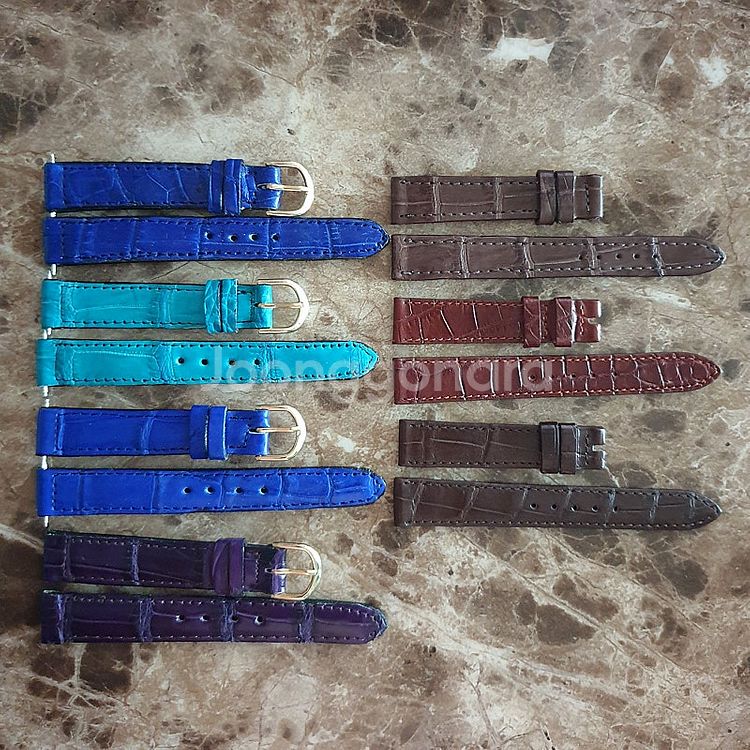 저먼 여자 시계밴드 수제 악어가죽 시계줄 16MM (블...--0