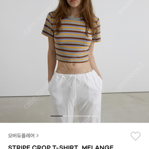 새거₩오버듀플레어 stripe crop t-shirt 멜란지 그레이