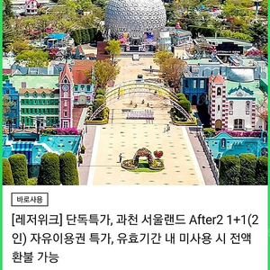 서울랜드 오후2시입장권 after2