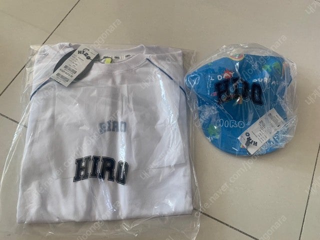 히로 파이핑 티셔츠 화이트160,드로잉 캠프캡 블루 일괄