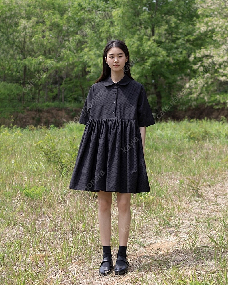 유노이아 pin dot gather dress / 핀 도트 개더드레스