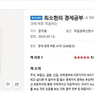 최소한의 경제공부(내 재테크에 바로 적용하는) 매일경제신문사(출판사) 문지웅(저자)