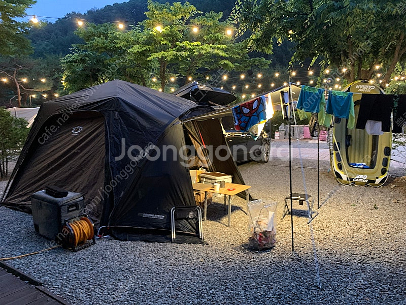 제드 오토듀얼팔레스4(브라운)+확장플라이 차박텐트 도킹--0