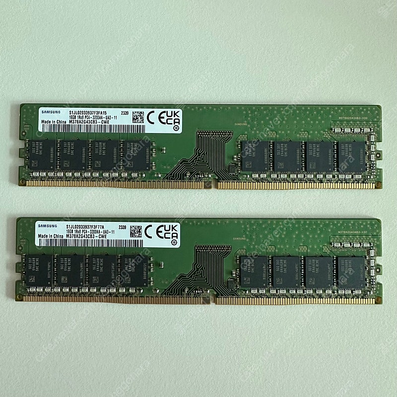 삼성 PC용 16기가 DDR4 3200MHz 램 2개 팝니다