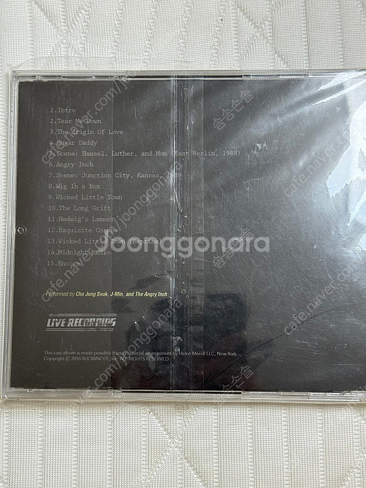 2016 뮤지컬 헤드윅 OST CD (조정석)--1