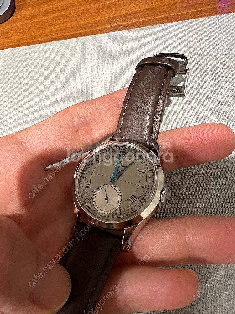 오메가 빈티지 34mm 블루핸즈 독립초침 풀커스텀--6