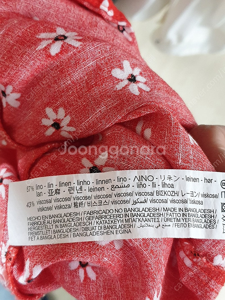 자라 여성미니원피스 린넨 레드 잔꽃 홀터넥 44 날씬5...--6