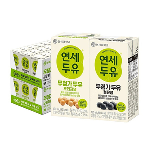 연세우유 무첨가두유 190ml 48팩(오리지널+검은콩) / 17900원