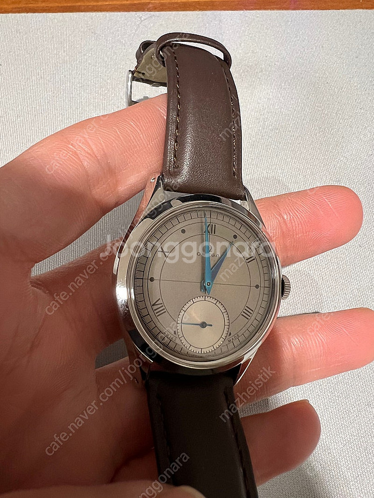오메가 빈티지 34mm 블루핸즈 독립초침 풀커스텀--4