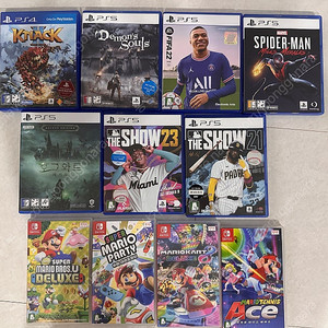 PS4,5- Knack2, 피파22, 호그와트, 데몬소울,스파이더맨모랄레스,더쇼21, 23, 닌텐도- 마리오카트8, 마리오 테니스