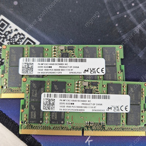 노트북 DDR5 5600 16GB 메모리 2개 팝니다