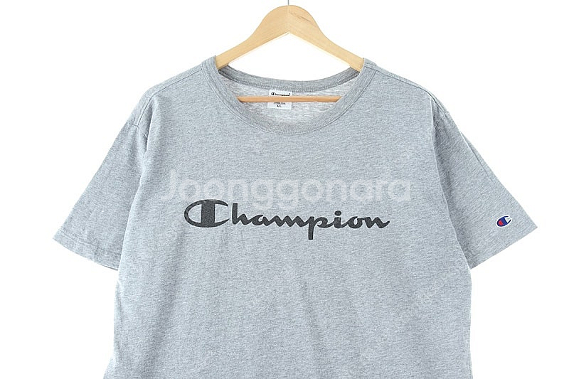 (L-XL) 챔피온 반팔 티셔츠 그레이 면 빅 프린팅 ...--2