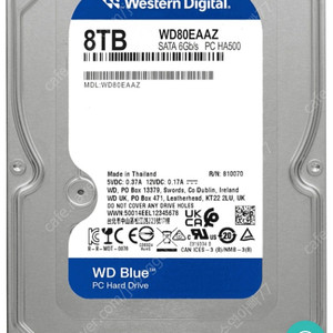 [CMR방식/256MB 버퍼메모리] WD BLUE 8TB HDD WD80EAAZ 하드디스크