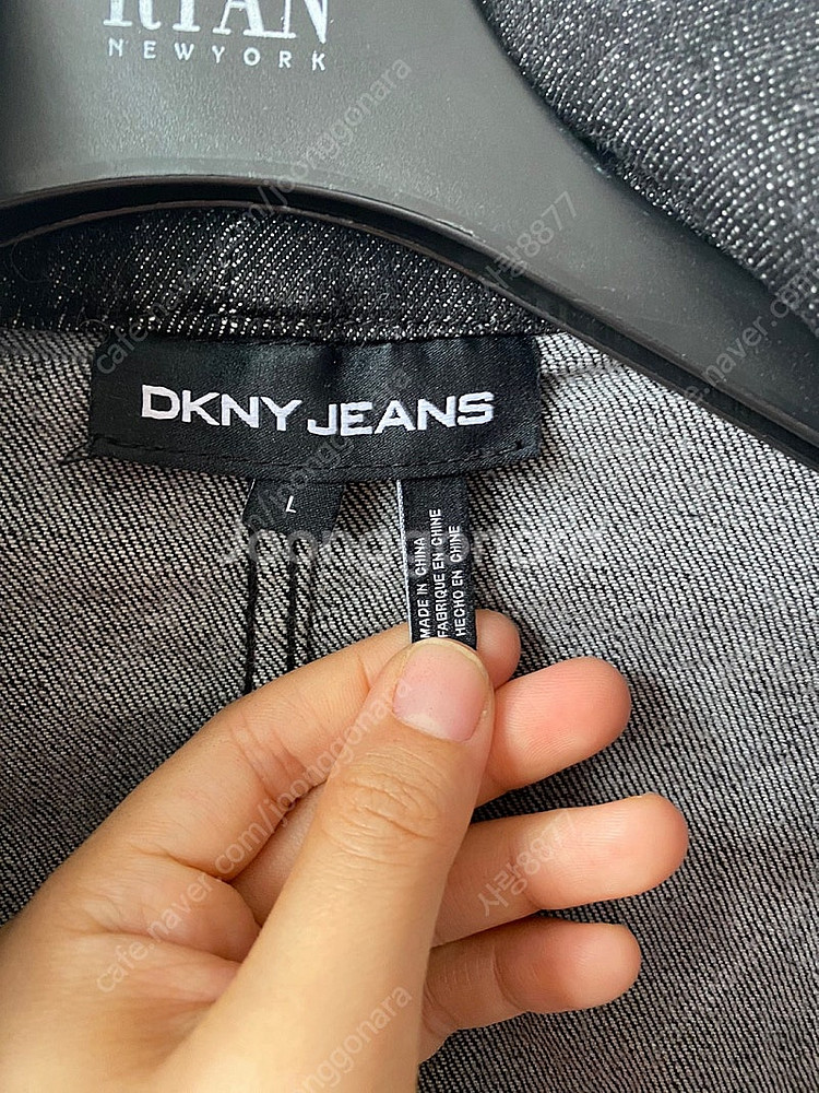 DKNY 도나카란뉴욕 에코 가죽배색 힙한 흑청 청자켓 ...--7