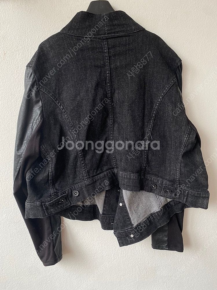 DKNY 도나카란뉴욕 에코 가죽배색 힙한 흑청 청자켓 ...--8
