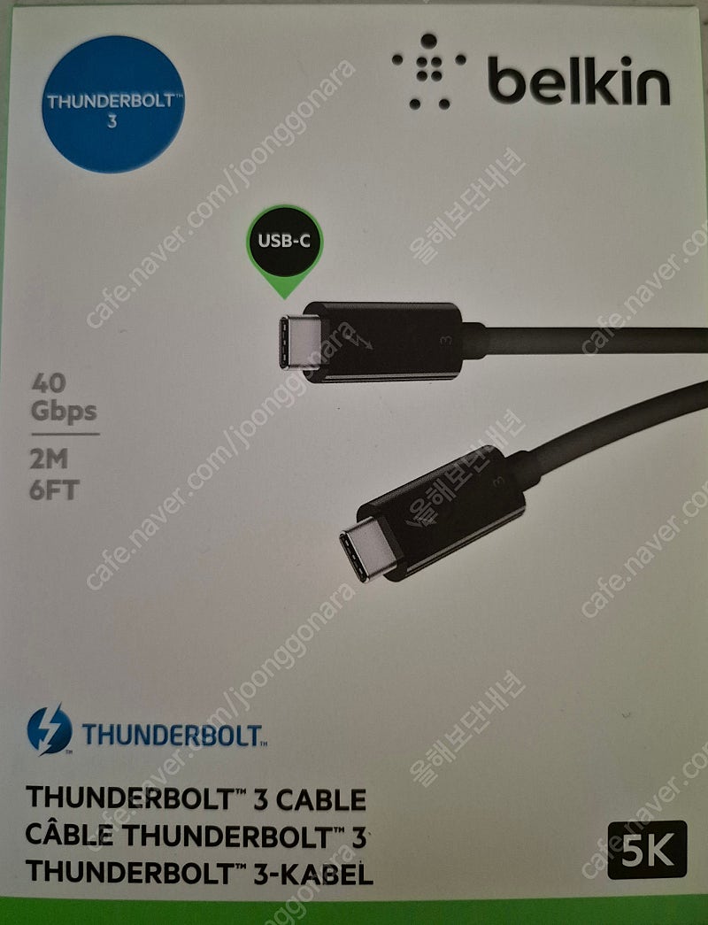 [미개봉품] ﻿벨킨 Thunderbolt 3 Type C to C 케이블 (F2CD084bt0.8M, F2CD085bt2M)﻿ 팝니다.