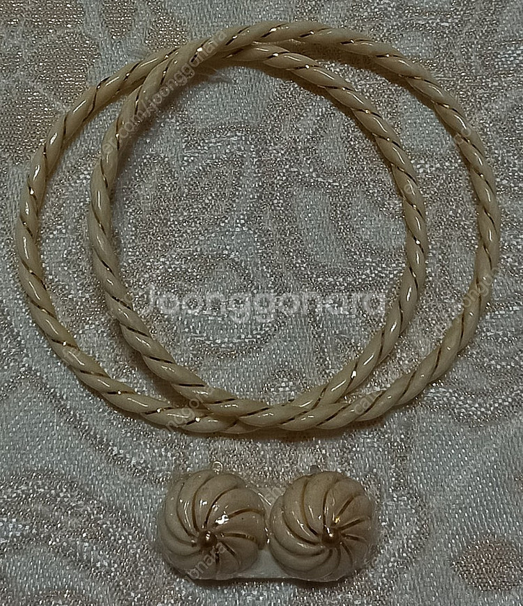 상아 리얼상아+팔찌14K 귀걸이세트 상아--5