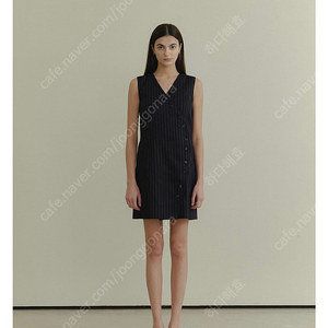 엘보른 원피스(Luke V-neck Button Dress /Navy Stripe)