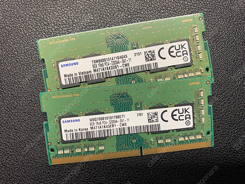 노트북 메모리 램 삼성 DDR4 8GB 3200 2개 판매합니다.