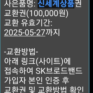 신세계 상품권 10만원권