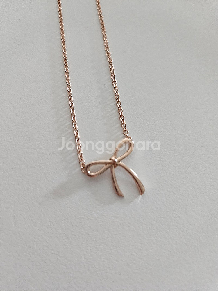 14k 리본목걸이 핑크골드--0