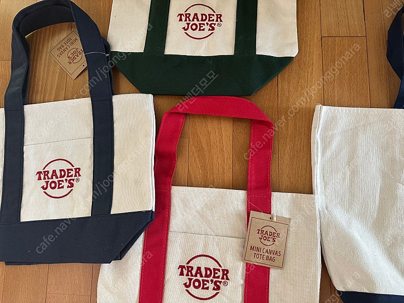 트레이더조 미니 에코백 트레이더조스 네이비 그린--2