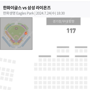 2024년 7월 24일 수요일 대전한화이글스파크 삼성vs한화 1루 내야지정석 단석 양도