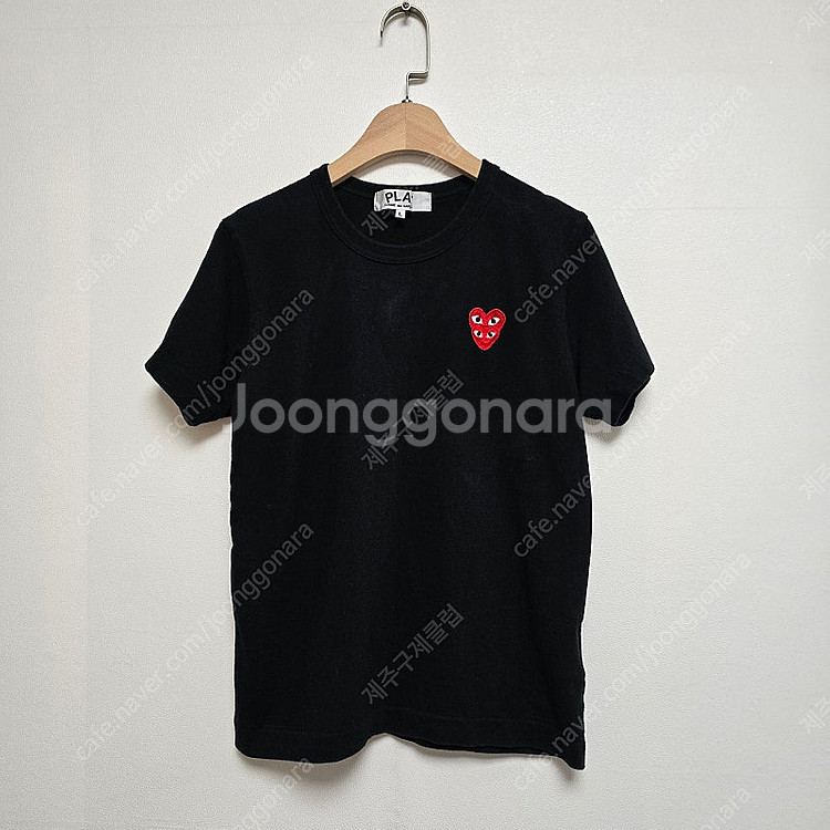꼼데가르송 여자 더블하트와펜 반팔티셔츠 블랙(L)--0