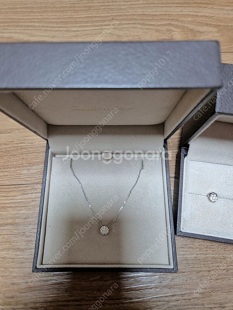골든듀 다이아 목걸이 귀걸이 셋트 골든듀 18k 백금--1