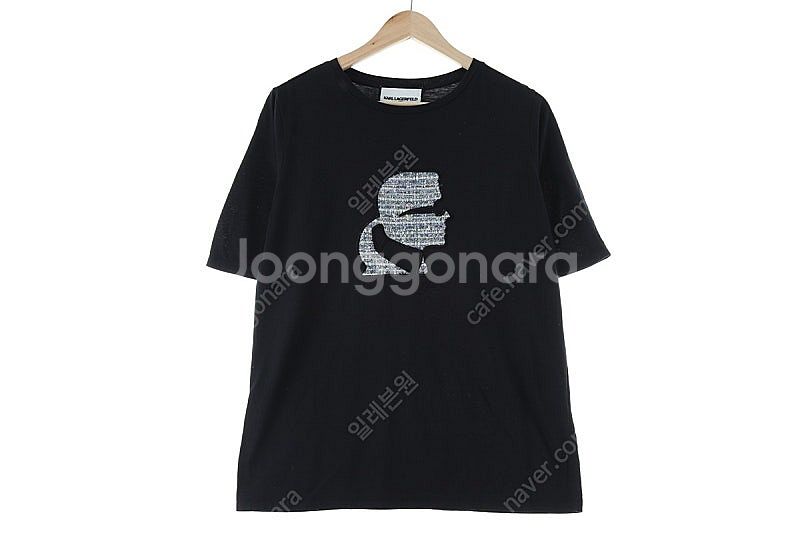 W(S) 칼라거펠트 반팔 티셔츠 블랙 올드스쿨 프린팅 ...--2