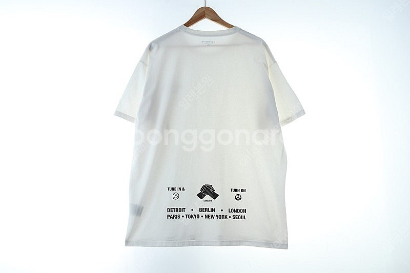 (XL) 칼하트 반팔 티셔츠 화이트 올드스쿨 프린팅 박...--6