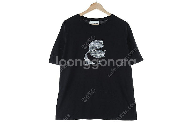 W(S) 칼라거펠트 반팔 티셔츠 블랙 올드스쿨 프린팅 ...--2