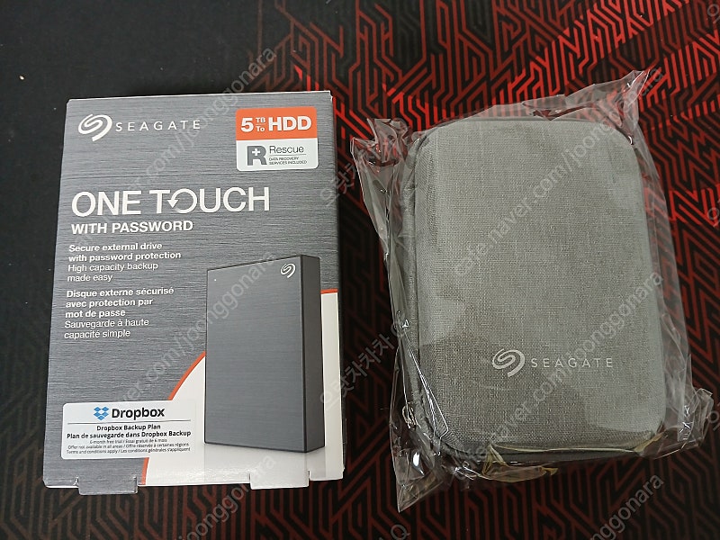 [인천] 씨게이트 One Touch 외장하드 5TB STKZ5000404 데이터복구+ 파우치 +USB케이블 스페이스그레이 미개봉 정품팝니다