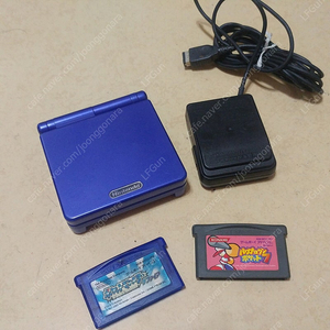 GBA SP 순정 본체 (블루색상) + 게임 2개 일괄 (포켓몬 사파이어, 파워프로군7)