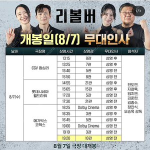 8/7 리볼버 무대인사 E열 사이드 양도 (메가박스 코엑스) 지창욱,전도연,임지연 참석