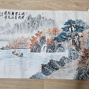 오래된 동양화 추경산수화 낙질 그림 64x42cm 엔틱 빈티지 인테리어소품