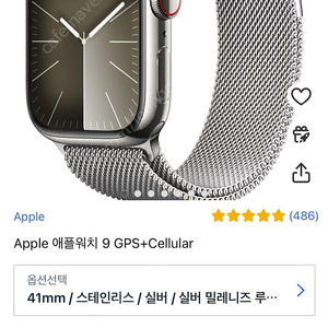 애플워치9 스테인리스 실버 41mm 밀레니즈루프