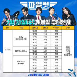 7/31(수) 파일럿 용산 무대인사 정가양도(조정석)