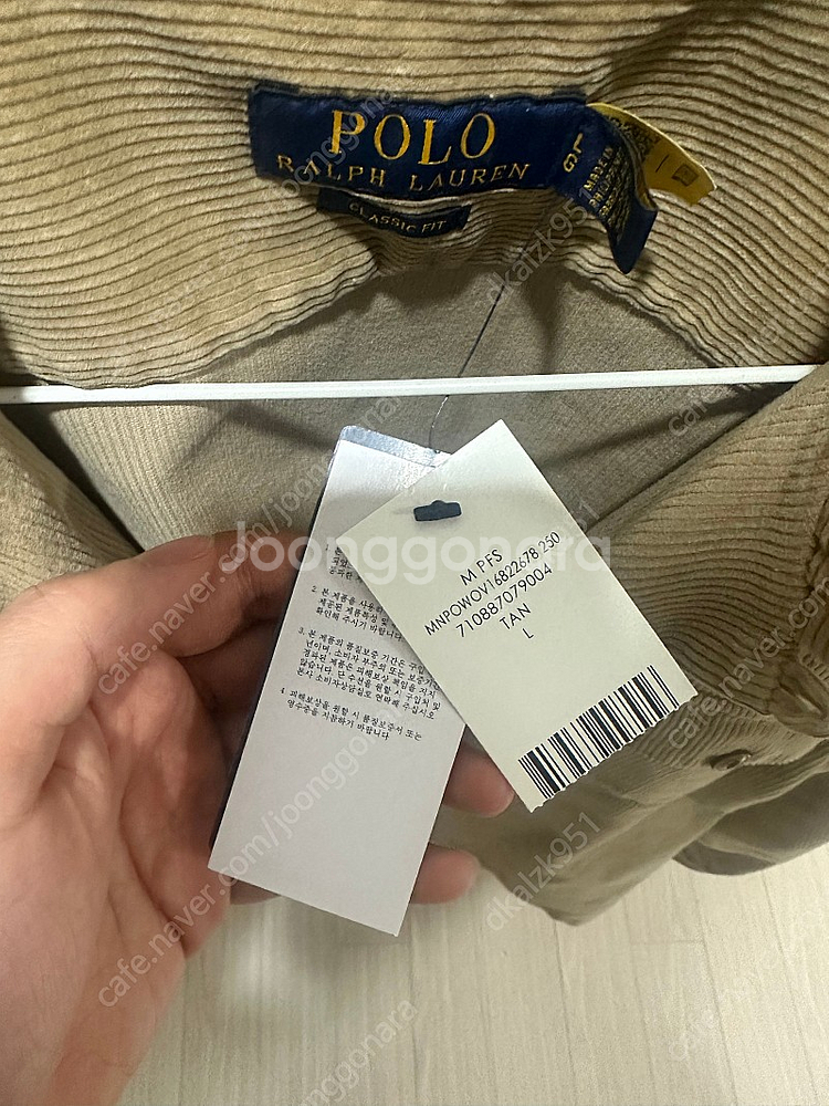 폴로 랄프로렌 코듀로이 셔츠 자켓 탄 L 새제품--1