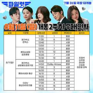 8/11 파일럿 무대인사 상암 B열 중블 양도합니다