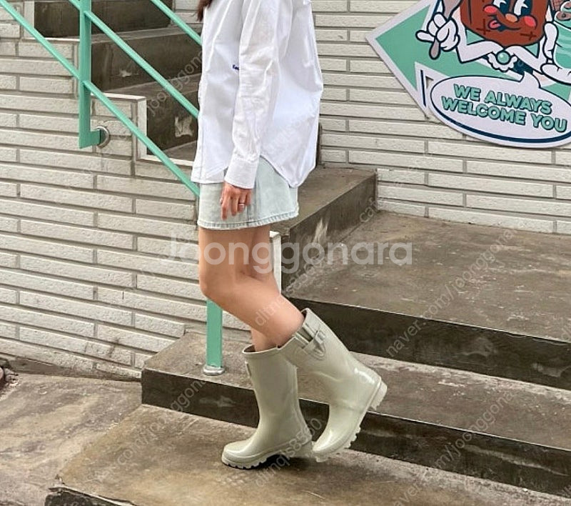 락피쉬 레인부츠 (새상품) 미들 블랙, 민트 사이즈 2...--1