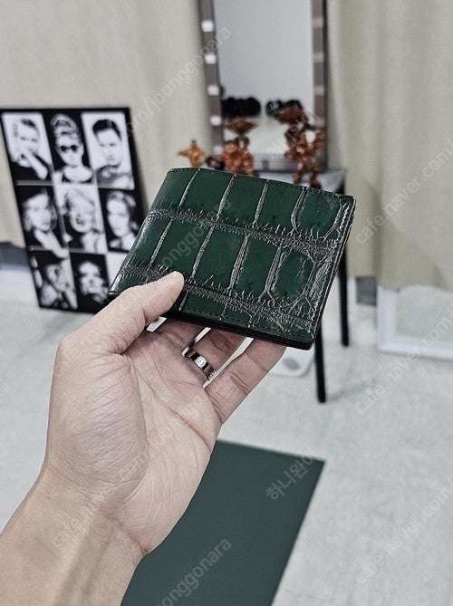 오리지널 악어가죽 딥그린 블랙 남성수제명품반지갑(미사용