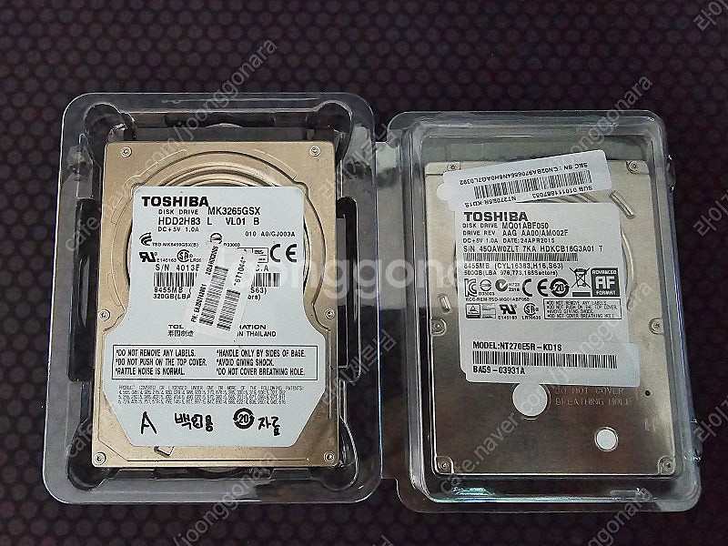 노트북용 HDD 2.5인치 500GB, 320GB 판매 합니다.--0