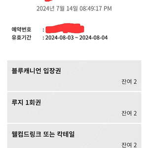 휘닉스파크 블루캐니언 이용권 8월 3일 또는 4일 사용가능 2장 각 3만