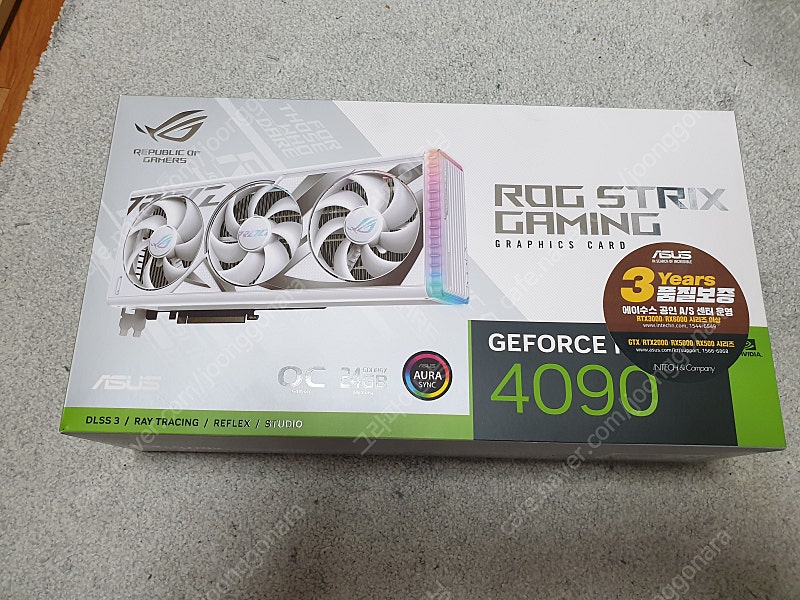 리퍼받은 미사용제품/아수스 RTX4090 ROG STRIX O24G WHITE / 풀박스