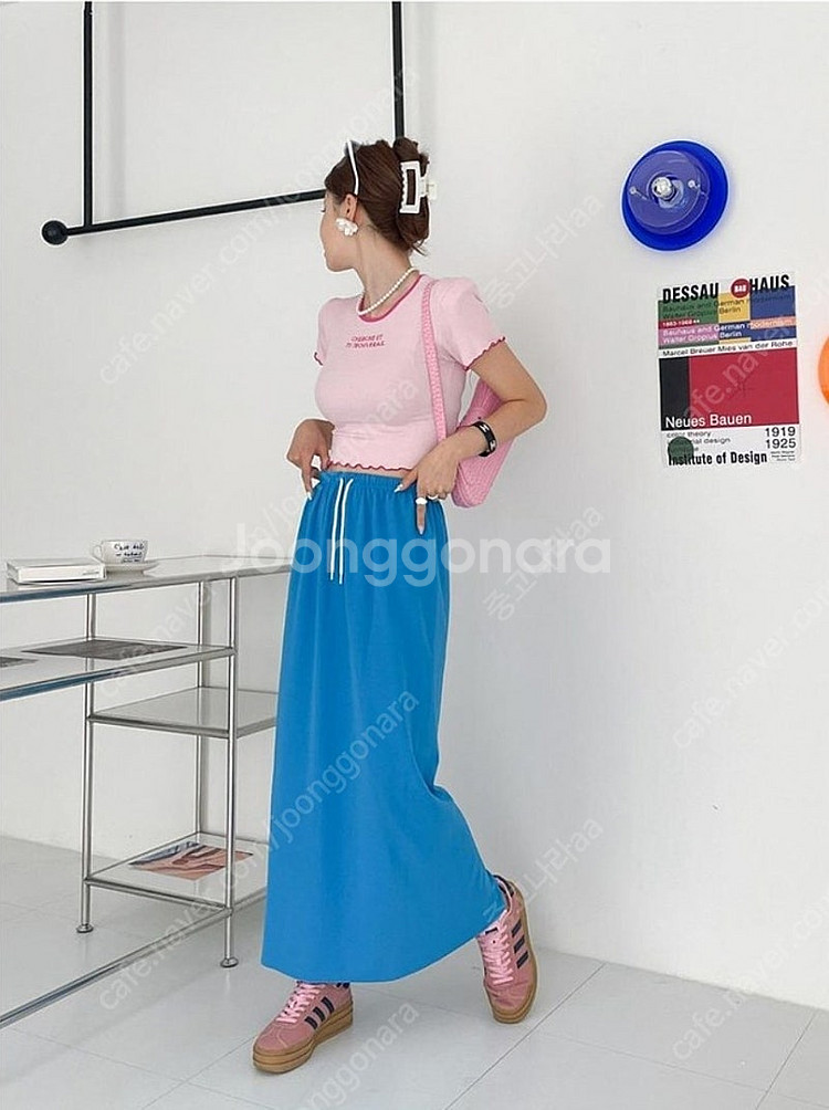 허리밴딩 뒷트임롱스커트(새상품)--0