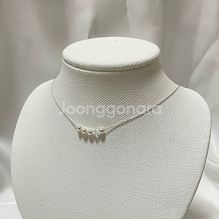 새제품 실버925 심플 (진주+크리스탈) 목걸이--1