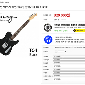 SWING 일렉기타 TC-1 BLACK