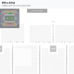 토트넘vs뮌헨 1등석B 2연석 <-> 2등석A 2연석